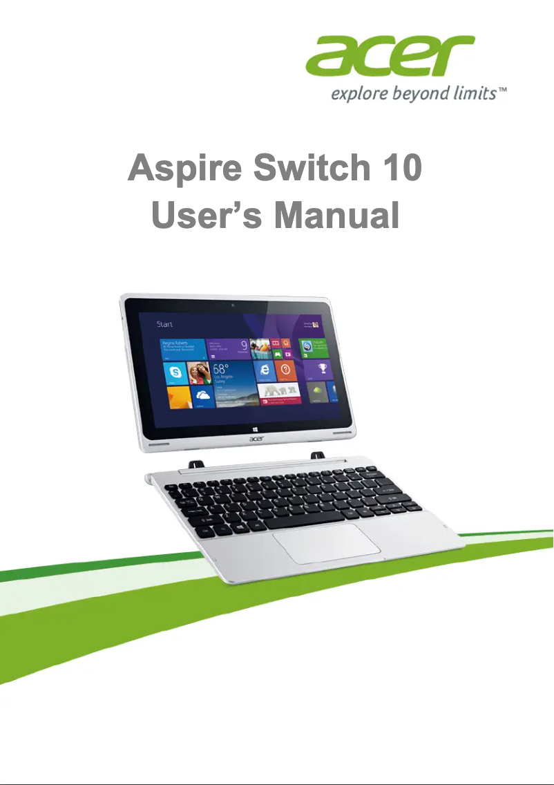 Page n°1 - Manuel utilisateur Acer Aspire Switch 10 SW5-011-13GQ