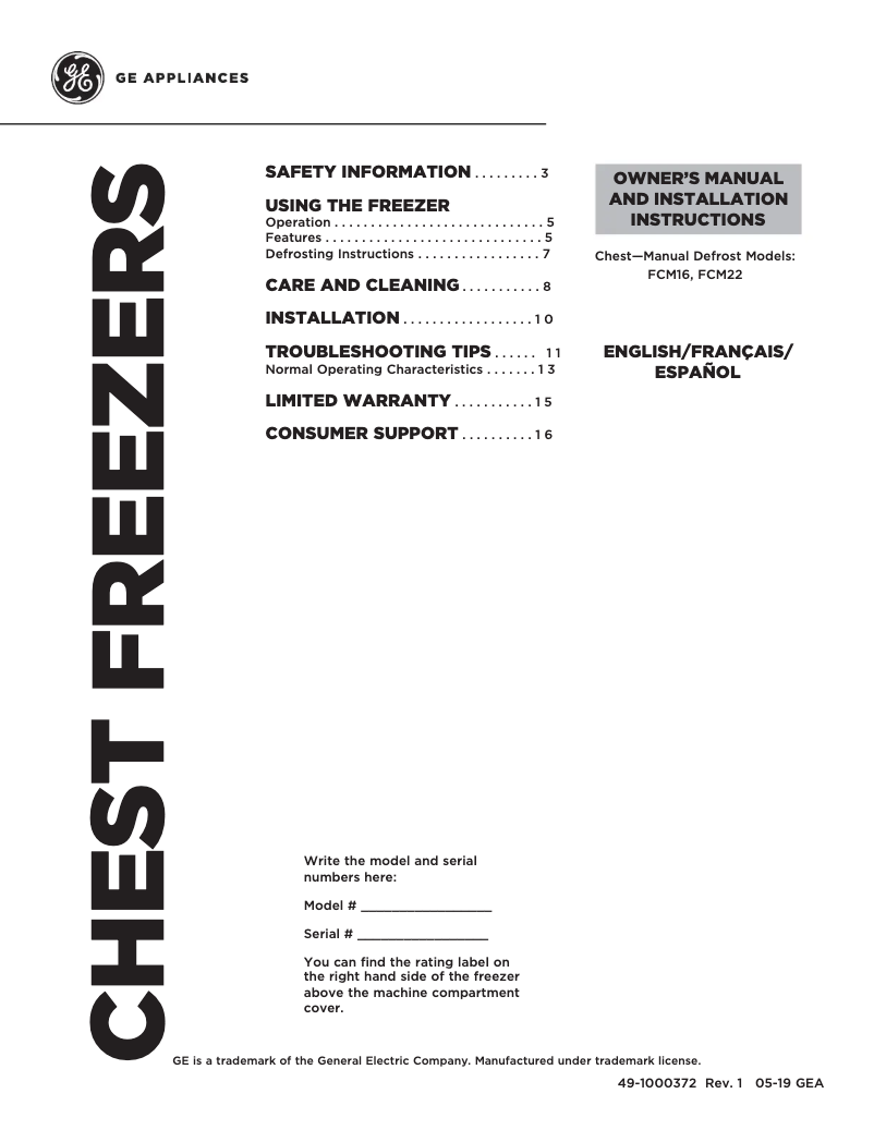 Page 1 de la notice Guide d'installation GE FCM22DLWW