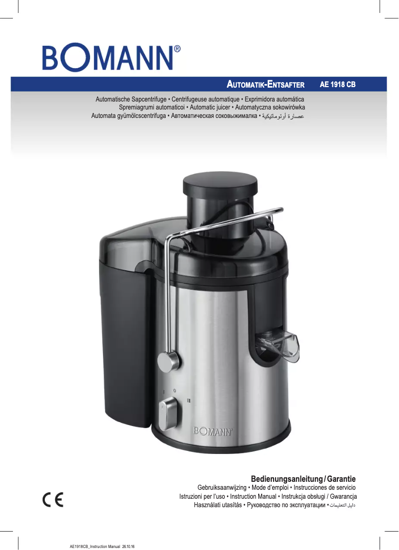 Page 1 de la notice Manuel utilisateur Bomann AE 1918 CB