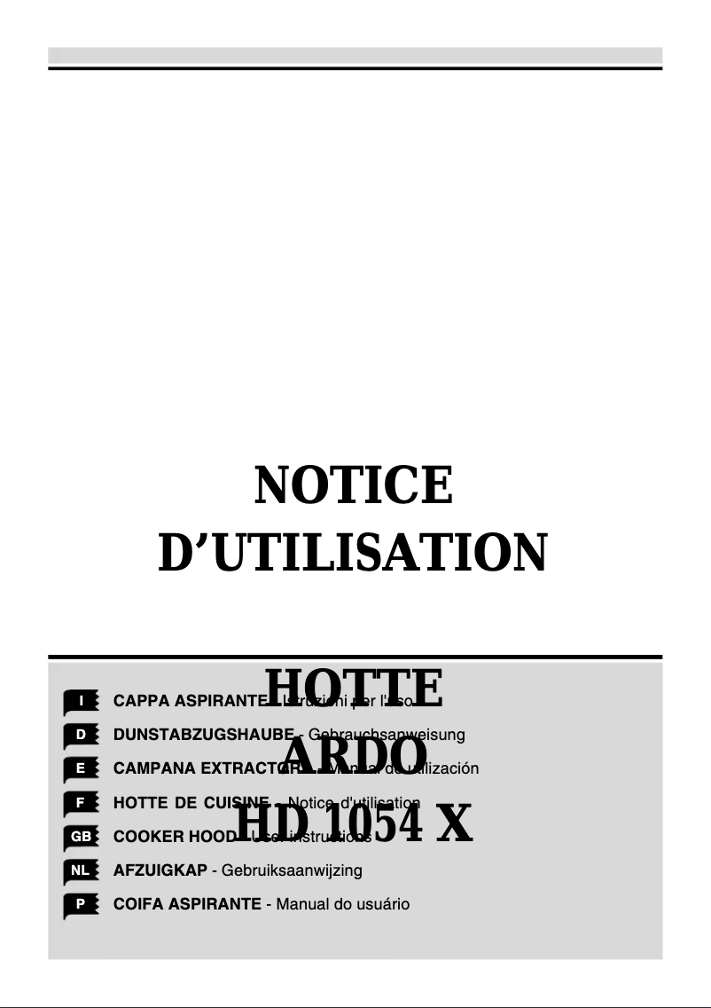 Page 1 de la notice Manuel utilisateur Ardo HD1054X