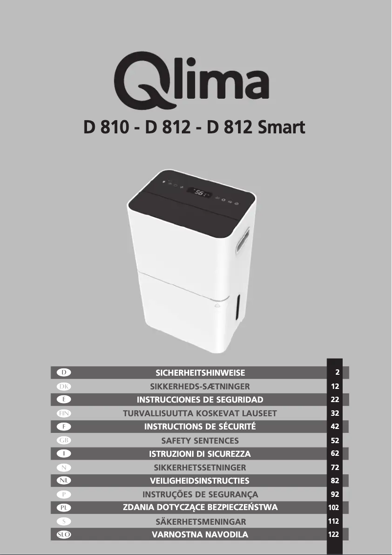 Page 1 de la notice Manuel utilisateur Qlima D812 Smart