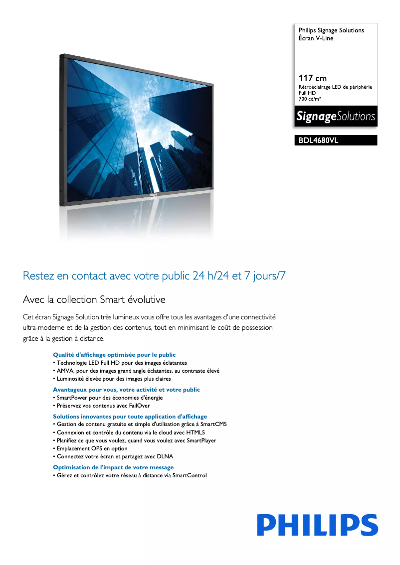 Página 1 del manual Ficha técnica Philips BDL4680VL