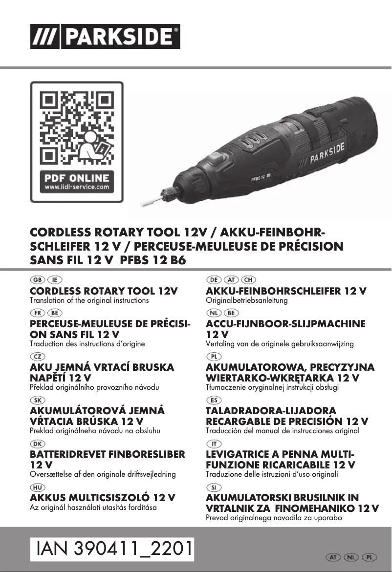 Page 1 de la notice Manuel utilisateur Parkside PFBS 12 C5
