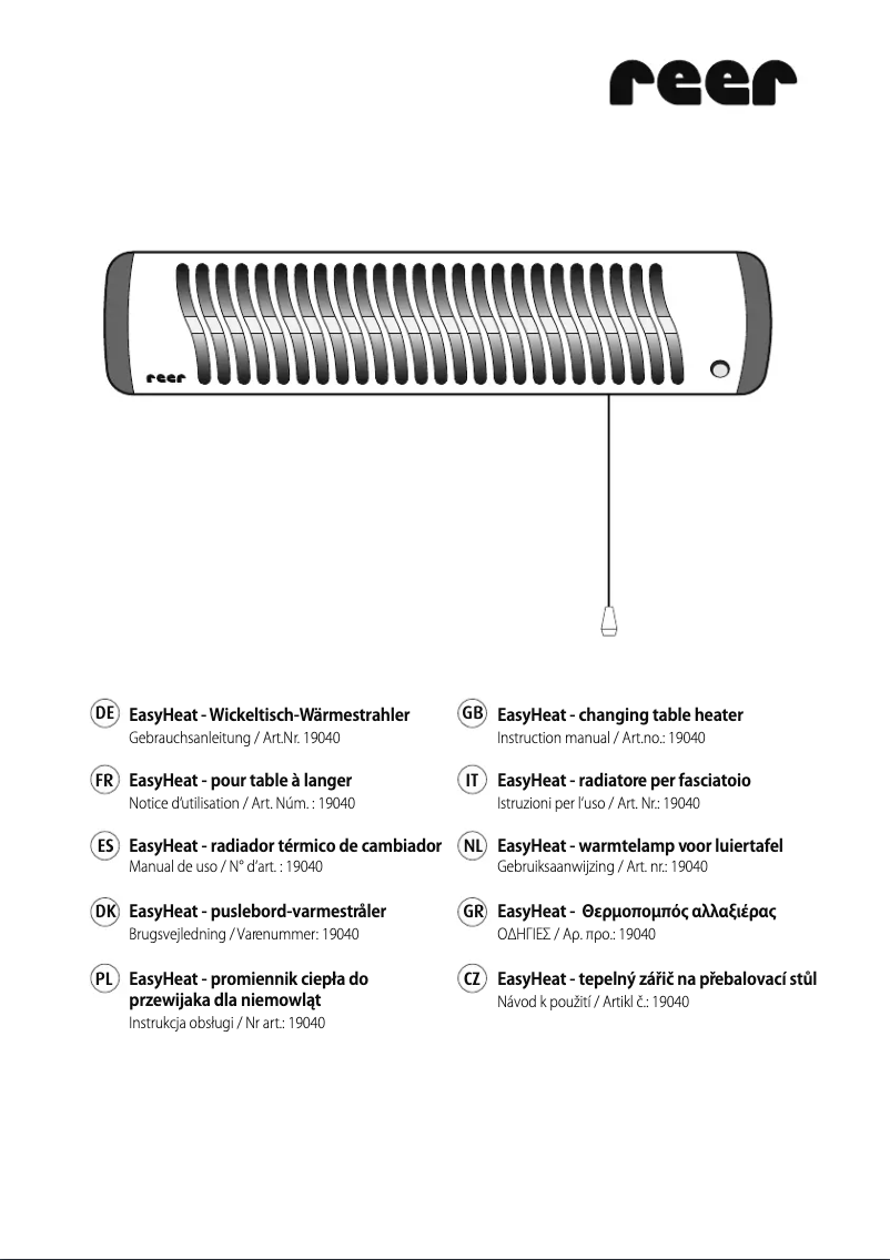 Page n°1 - Manuel utilisateur Reer EasyHeat 19040