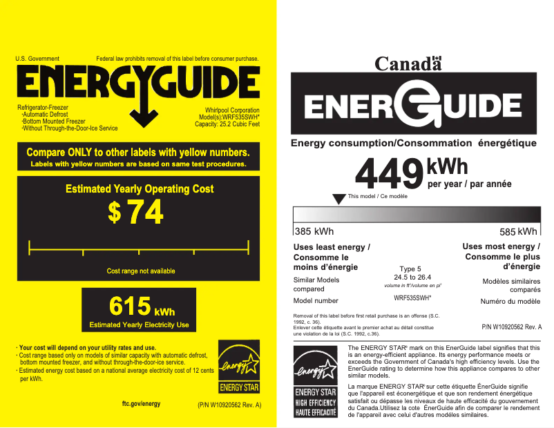 Image de la première page du manuel de l'appareil WRF535SWHV