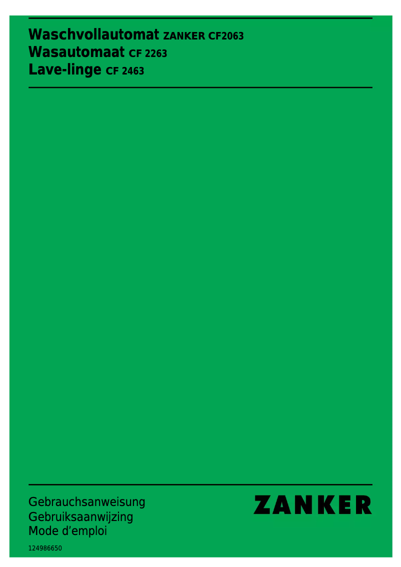 Page 1 de la notice Manuel utilisateur Zanker CF 2463