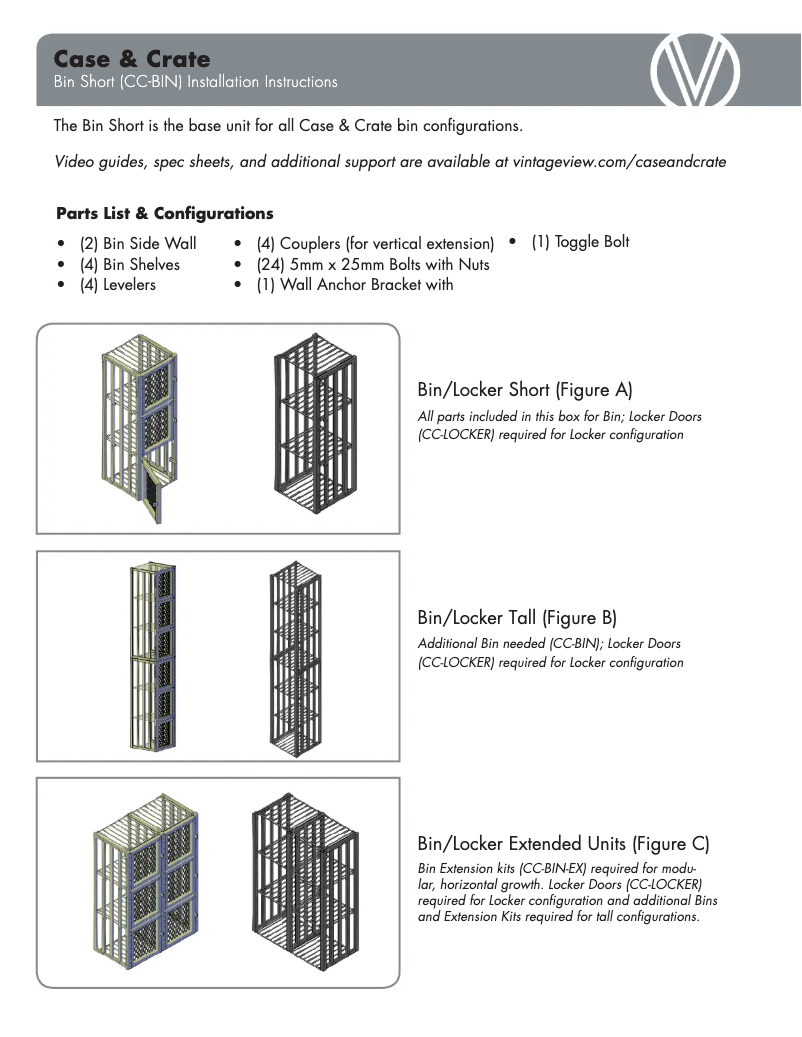 Page 1 de la notice Manuel utilisateur VintageView CC-BIN-S4-K