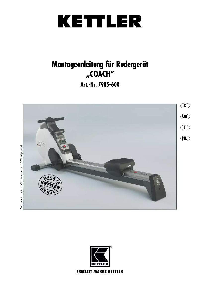 Page 1 of the manual User Manual Kettler Coach