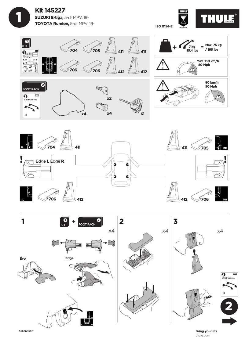 Page 1 de la notice Manuel utilisateur Thule Kit 145227