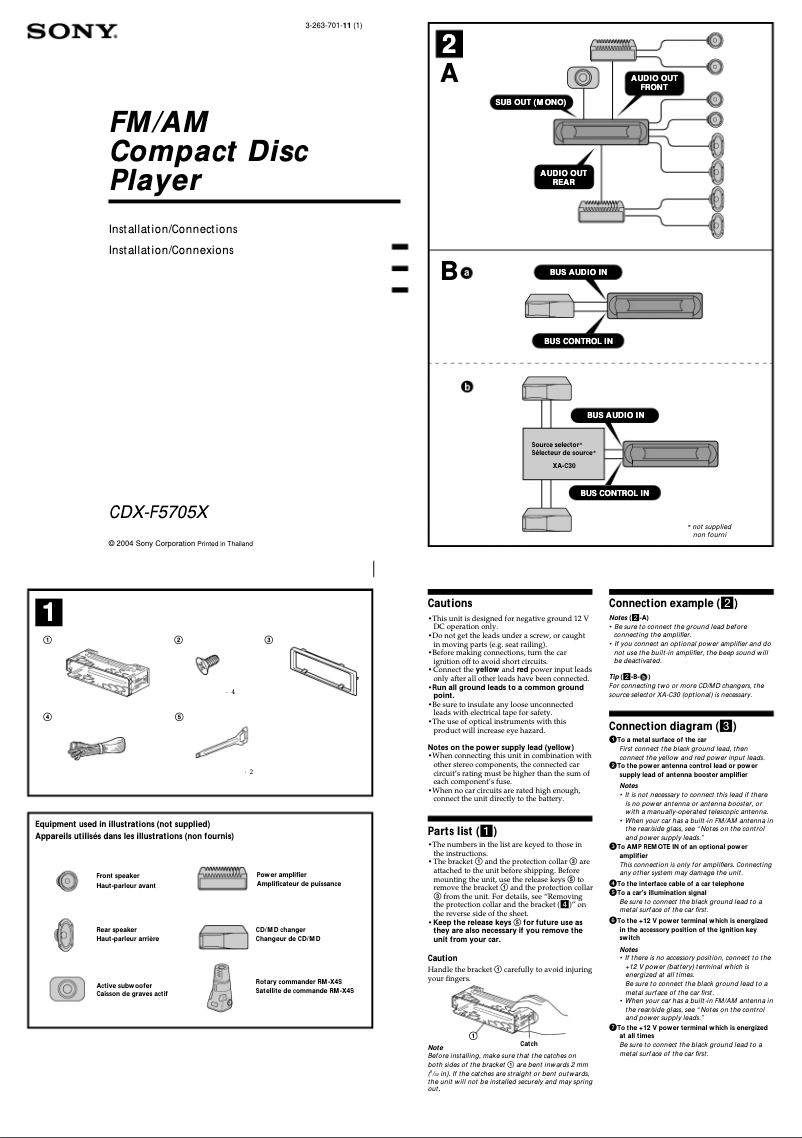 Image de la première page du manuel de l'appareil CDX-F5705X