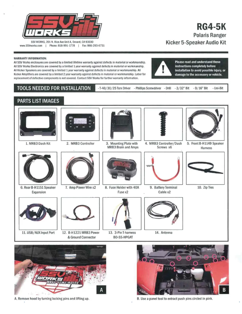 Page n°1 - Manuel utilisateur SSV Works RG4-5K