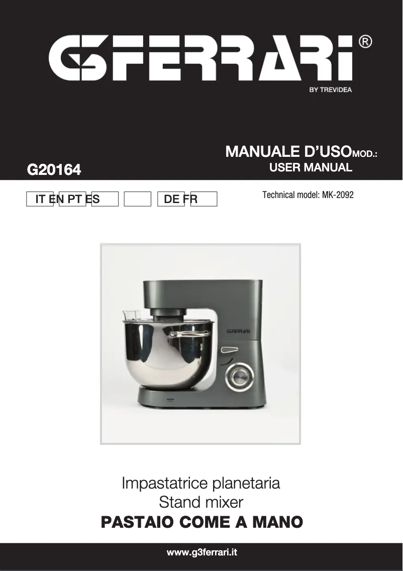 Page n°1 - Manuel utilisateur G3 Ferrari Pastaio G20164