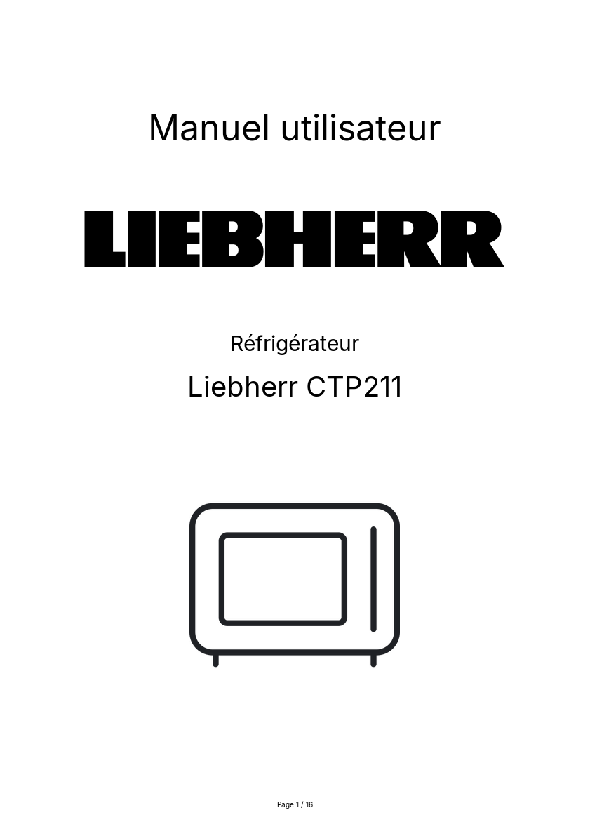 Page n°1 - Manuel utilisateur Liebherr CTP211