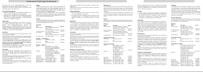 Page n°1 - Manuel utilisateur Beyerdynamic TG H56