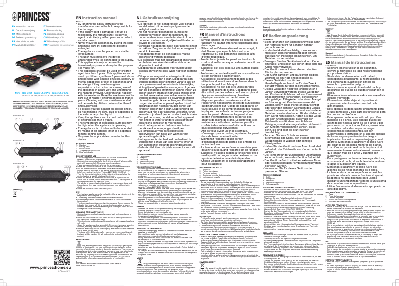 Page 1 de la notice Manuel utilisateur Princess Mini Table Chef 102214