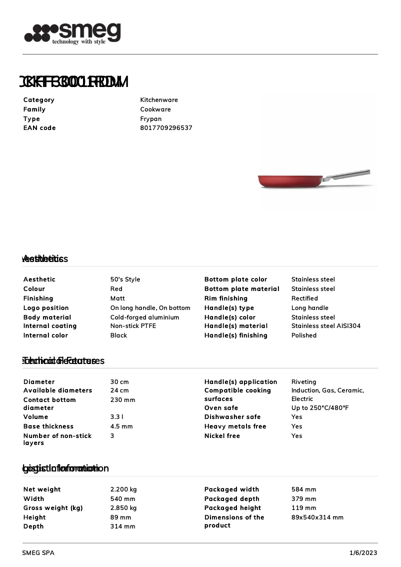 Página 1 del manual Folleto Smeg CKFF3001RDM