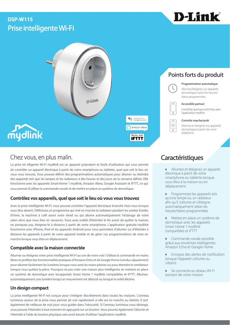 Page n°1 - Fiche technique D-Link DSP-W115