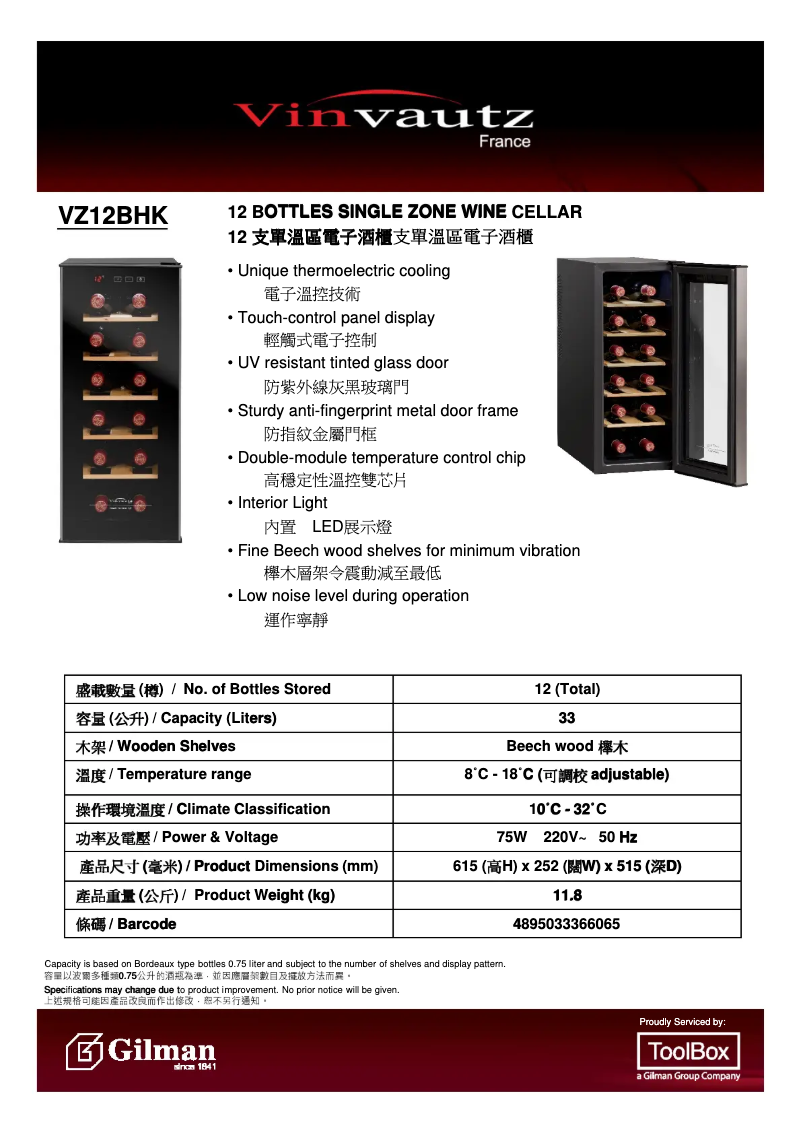 Imagen de la primera página del manual del dispositivo VZ12BHK