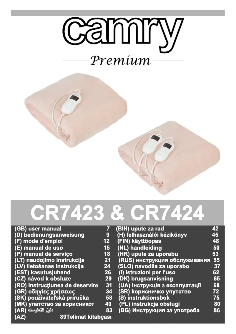 Page 1 de la notice Manuel utilisateur Camry CR 7423