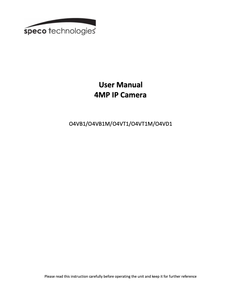Page n°1 - Manuel utilisateur Speco Technologies O4VD1