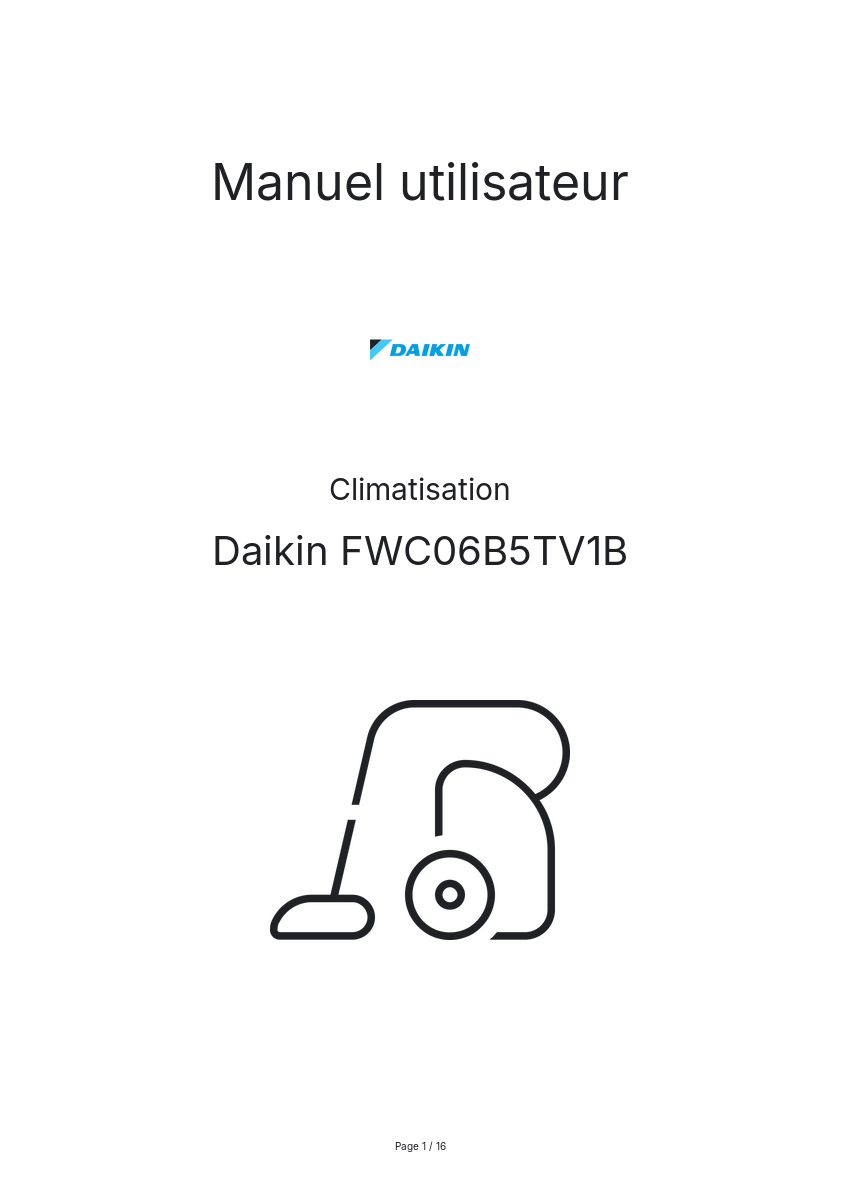 Image de la première page du manuel de l'appareil FWC06B5TV1B