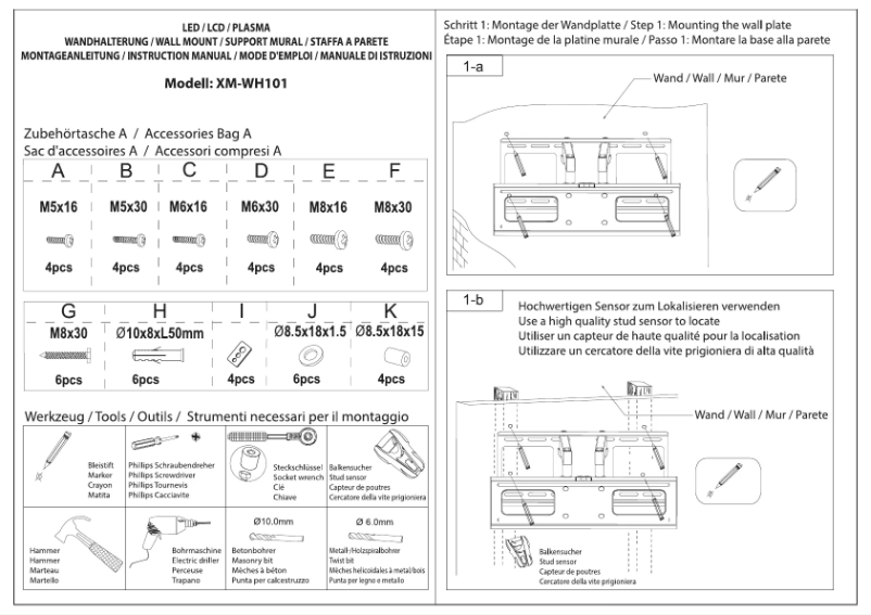 Page 1 de la notice Manuel utilisateur Xomax XM-WH101