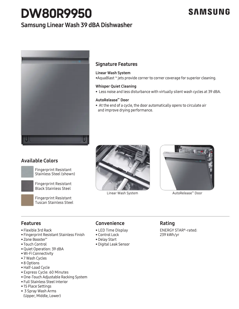 Image de la première page du manuel de l'appareil DW80R9950UT