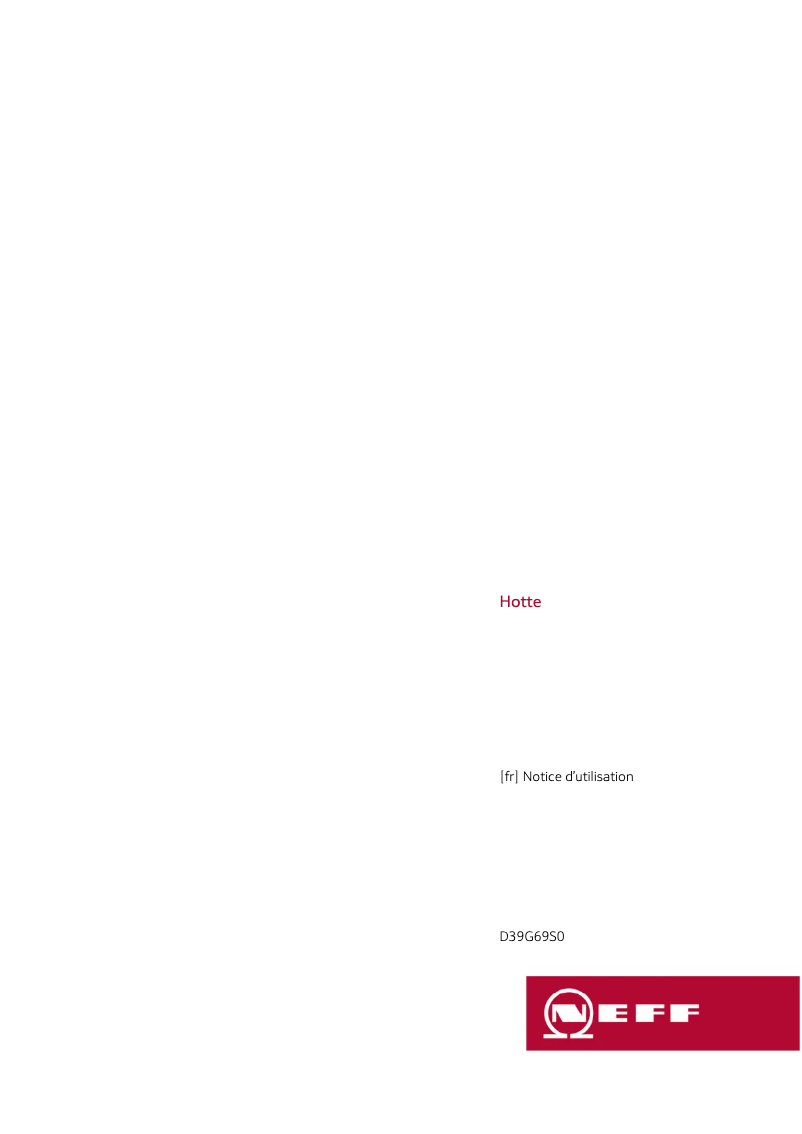 Page n°1 - Manuel utilisateur Neff D39G69S0