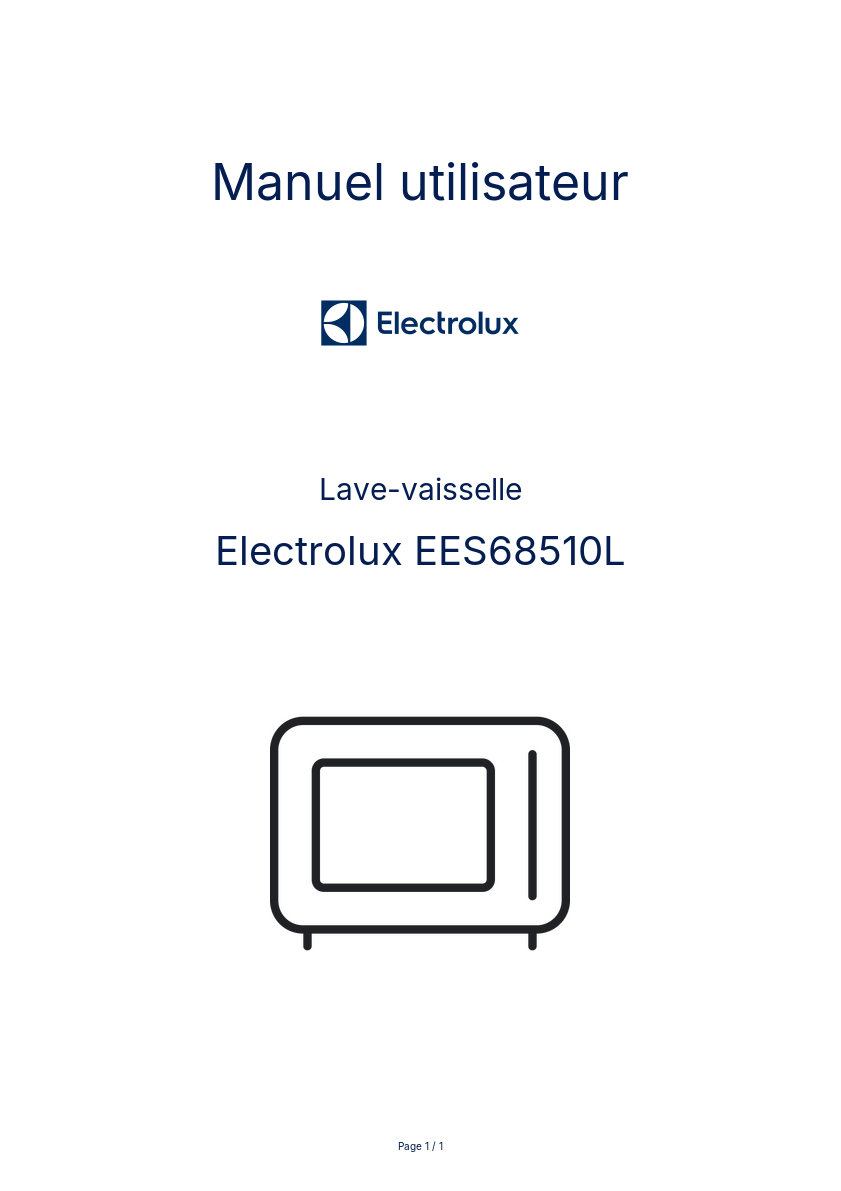 Page n°1 - Manuel utilisateur Electrolux EES68510L