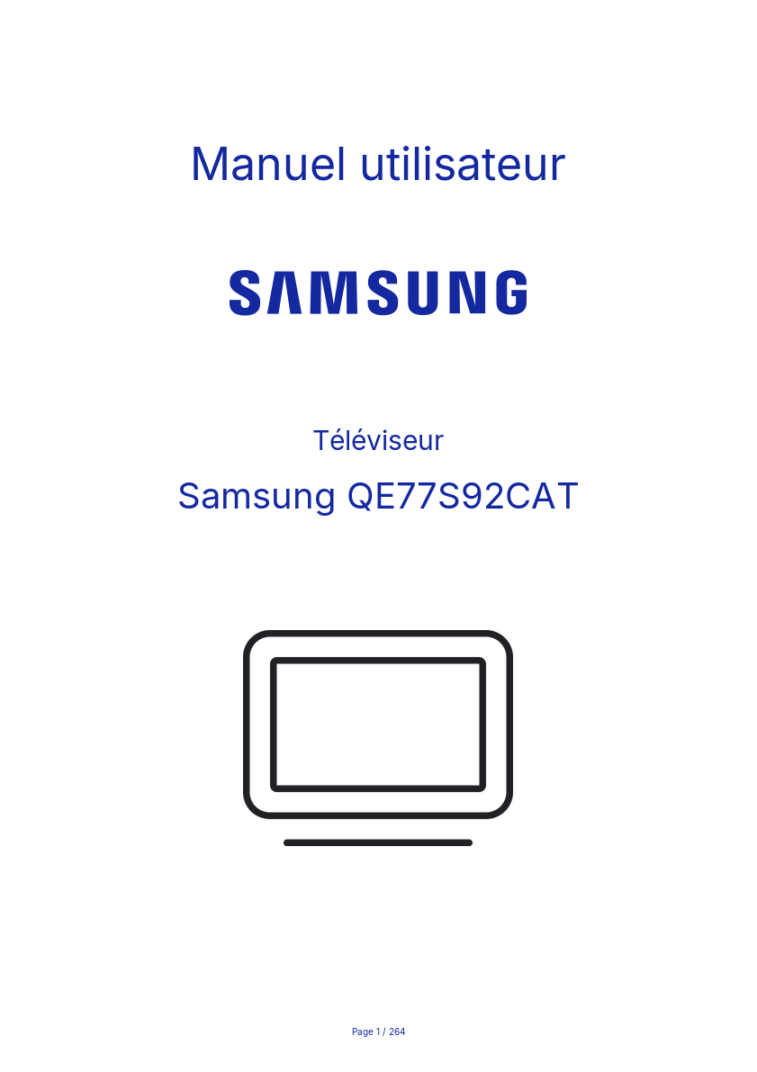 Image de la première page du manuel de l'appareil QE77S92CAT