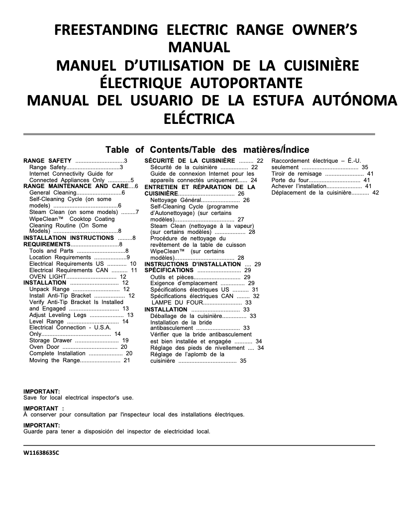 Page 1 de la notice Manuel utilisateur Maytag MFES8030RZ