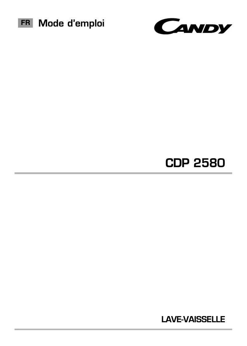 Page n°1 - Manuel utilisateur Candy CDP 2580