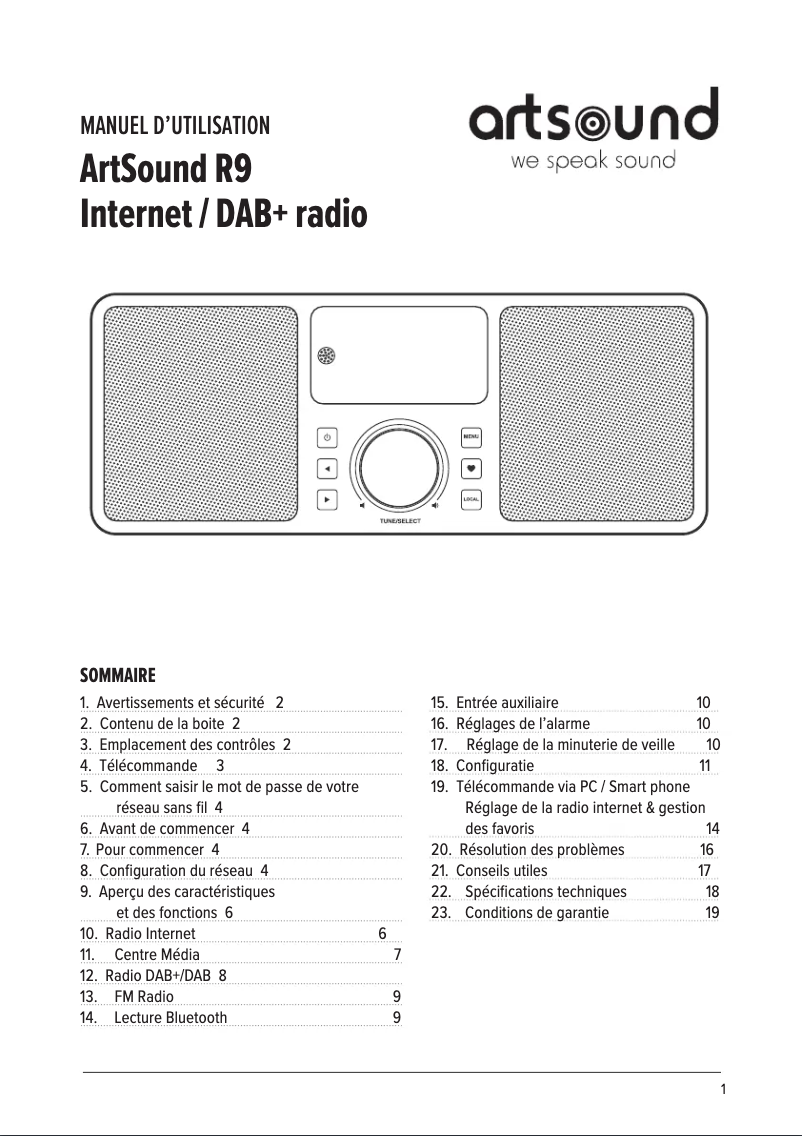 Página 1 del manual Manual de usuario Artsound R9