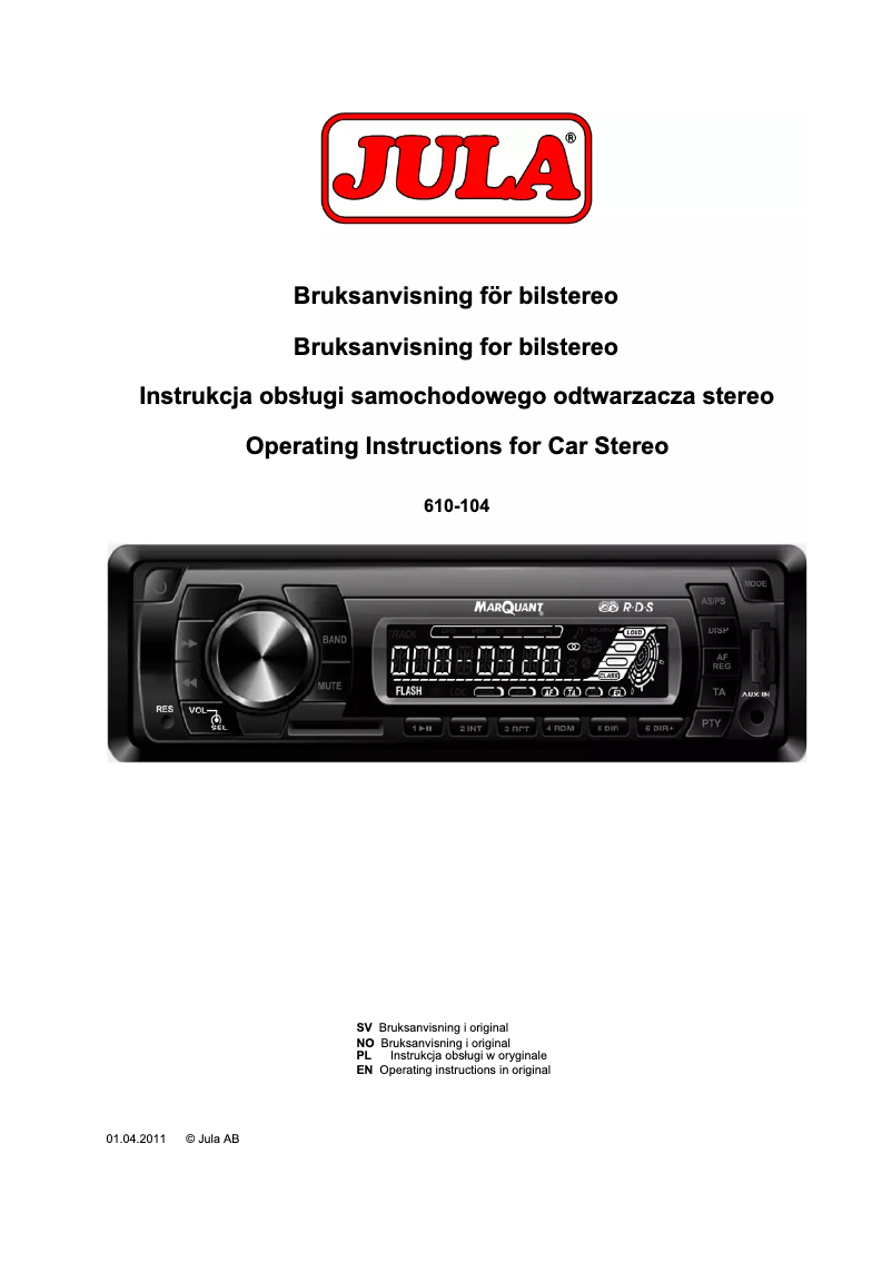 Página 1 del manual Manual de usuario Marquant 610-104