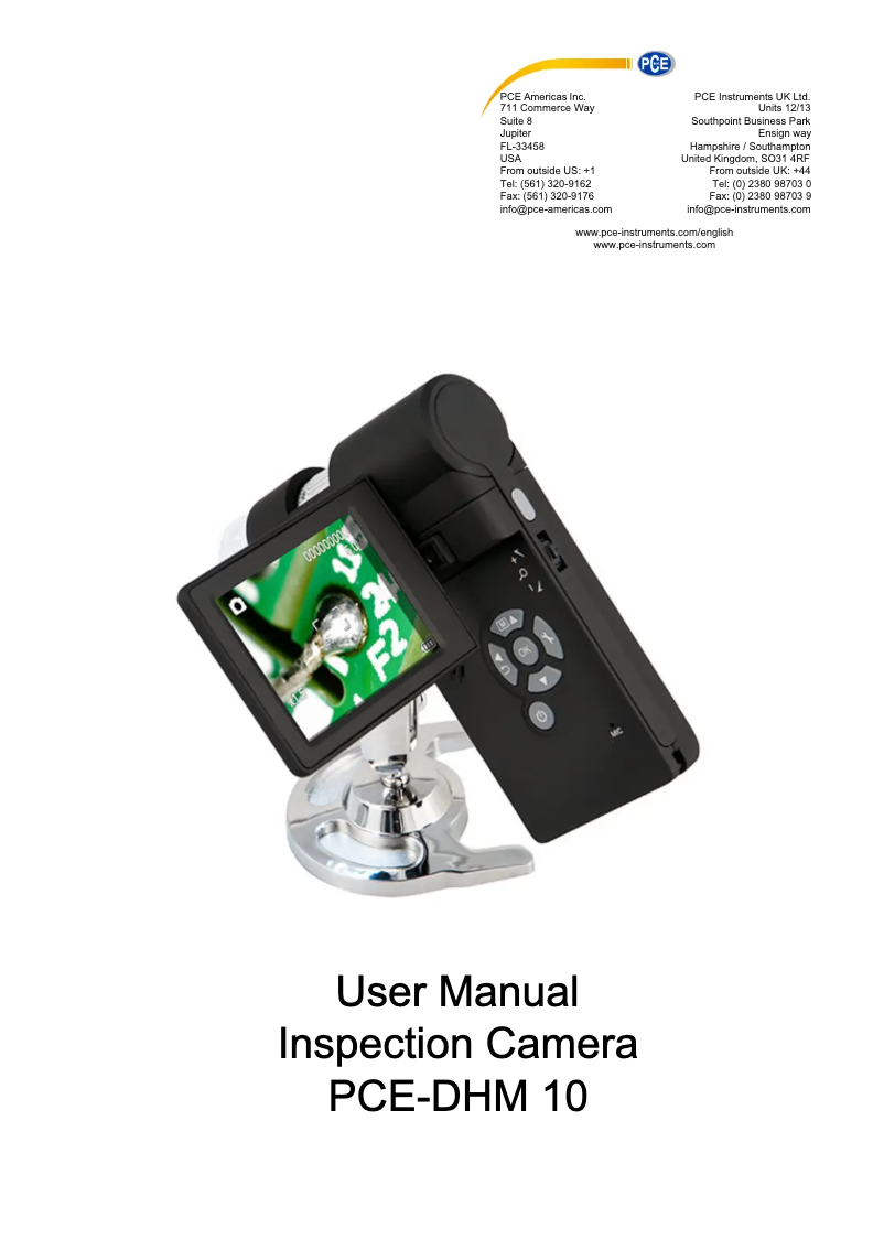 Image de la première page du manuel de l'appareil PCE-DHM 10