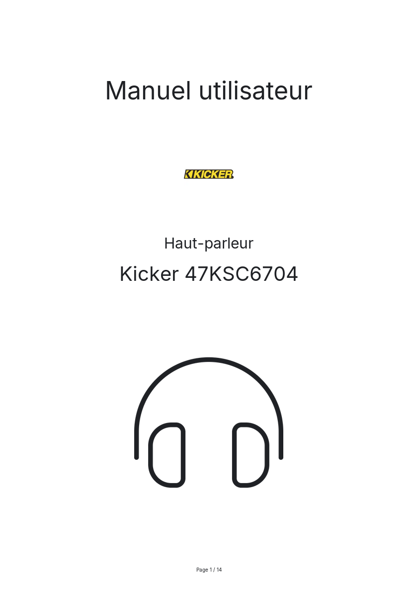 Page n°1 - Manuel utilisateur Kicker 47KSC6704
