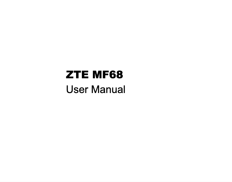Page n°1 - Manuel utilisateur ZTE MF68