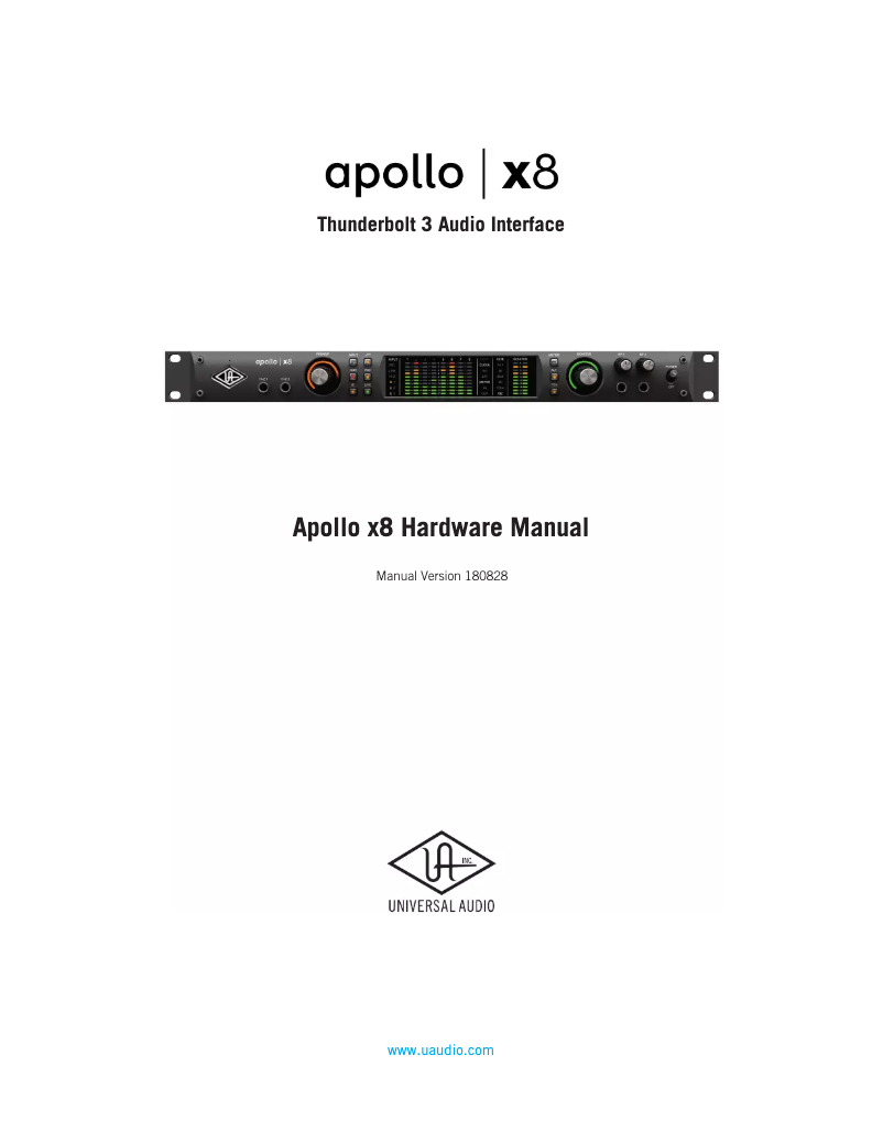 Page 1 de la notice Manuel utilisateur Universal Audio Apollo x8