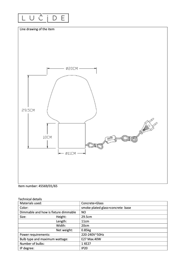Page 1 de la notice Manuel utilisateur Lucide Becky