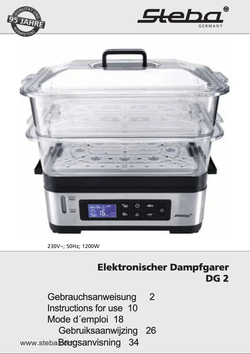 Page 1 de la notice Manuel utilisateur Steba DG 2