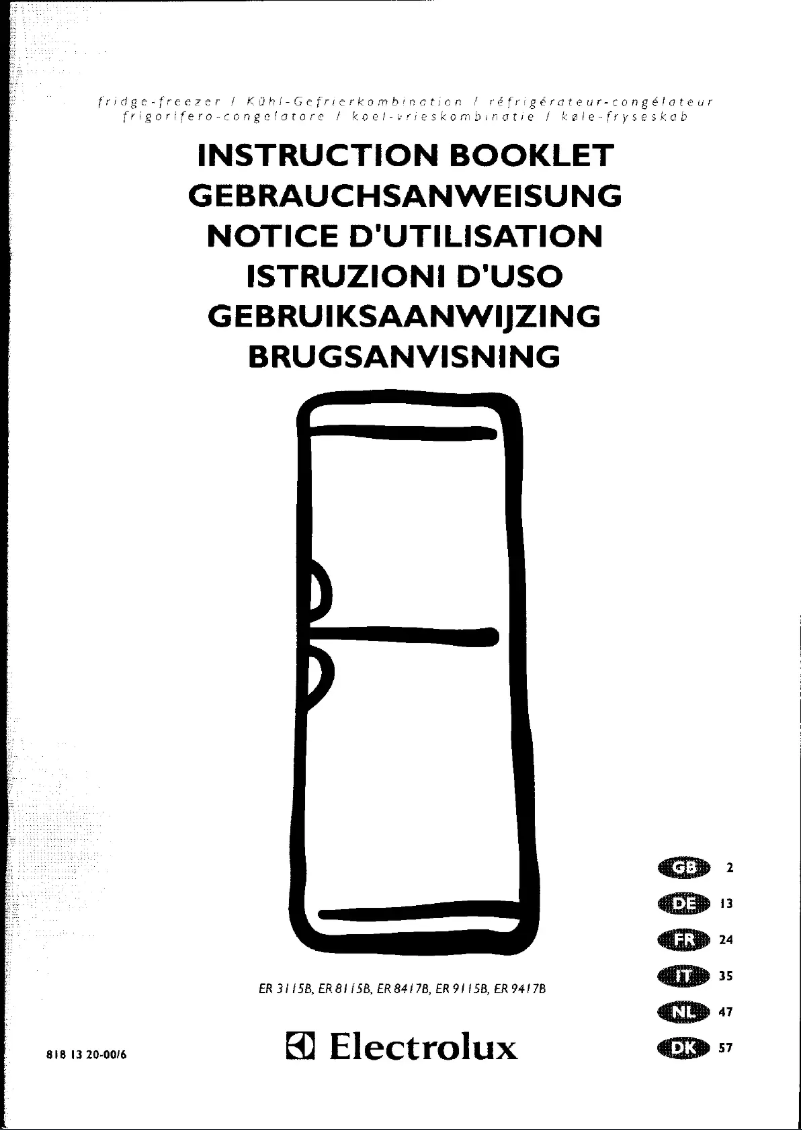 Page 1 de la notice Manuel utilisateur Electrolux ER 8115 B