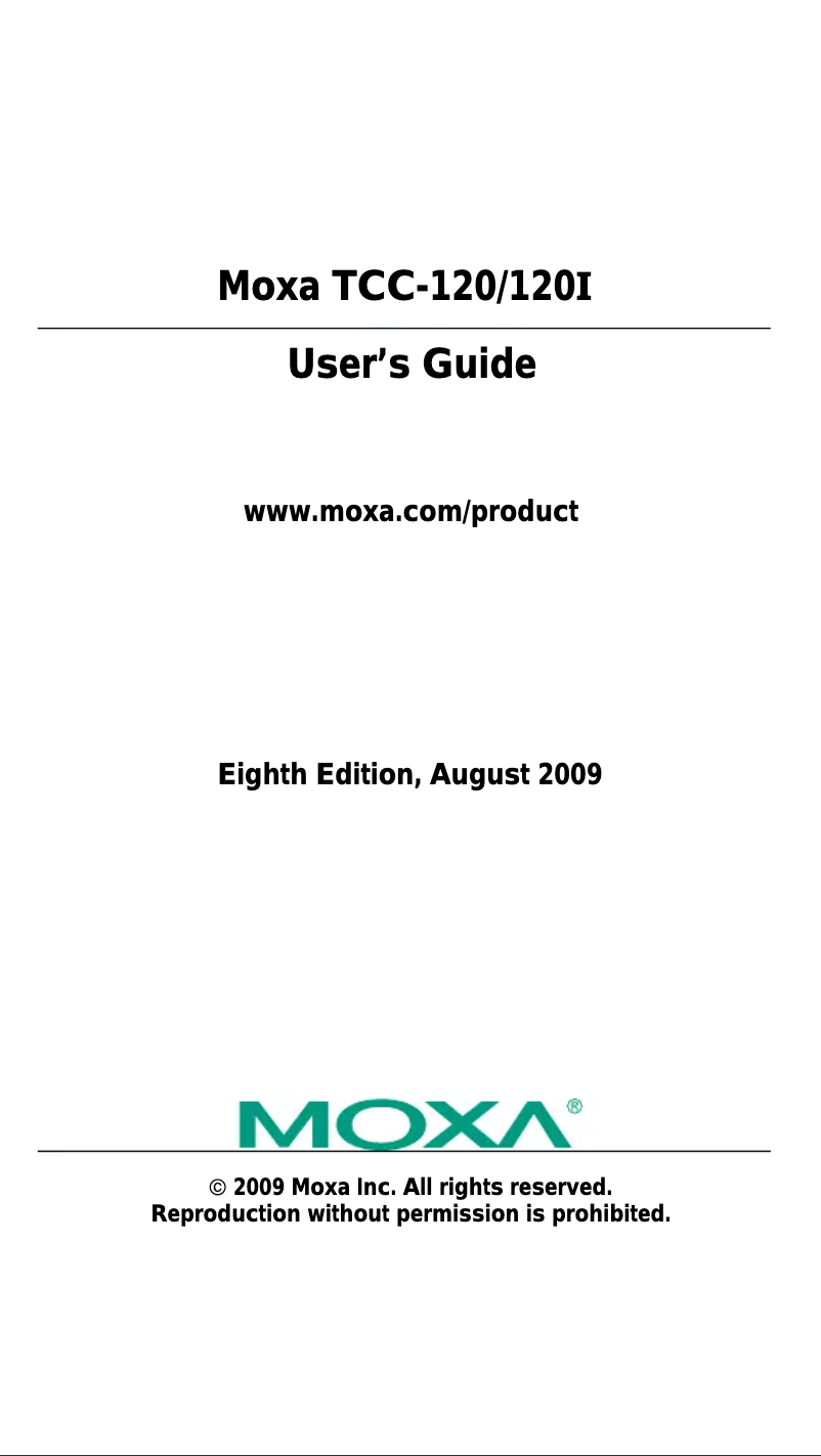 Page n°1 - Manuel utilisateur Moxa TCC-120