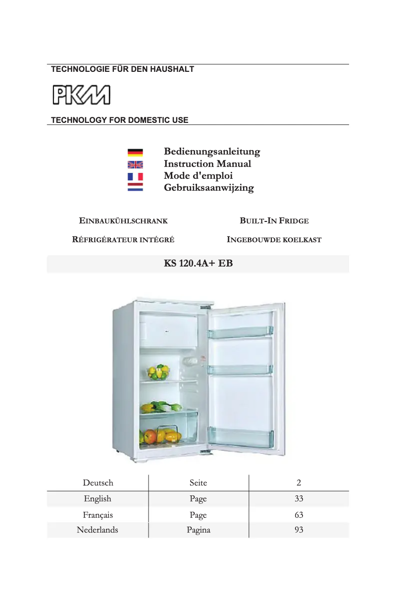 Page 1 de la notice Manuel utilisateur PKM KS120.4A+EB