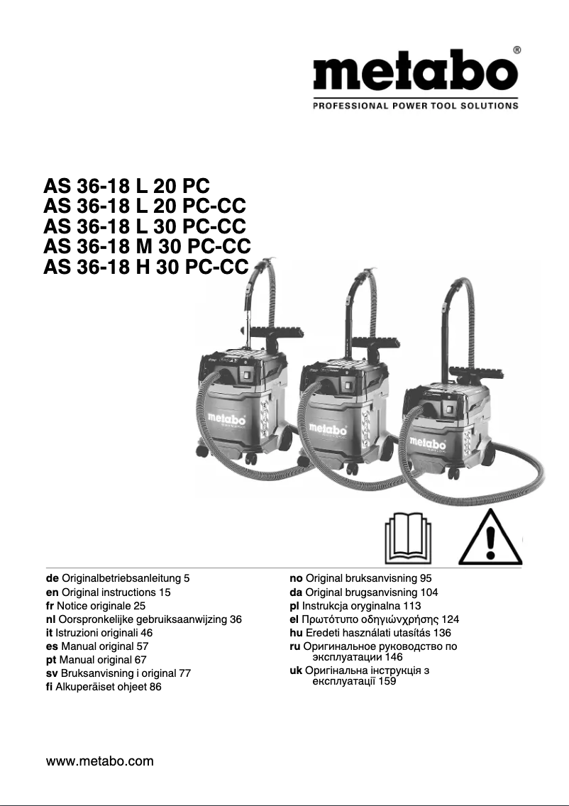 Page n°1 - Manuel utilisateur Metabo AS 36-18 L 30 PC CC