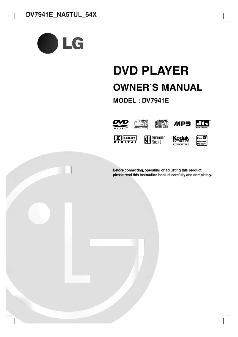 Page n°1 - Manuel utilisateur LG DV7941E