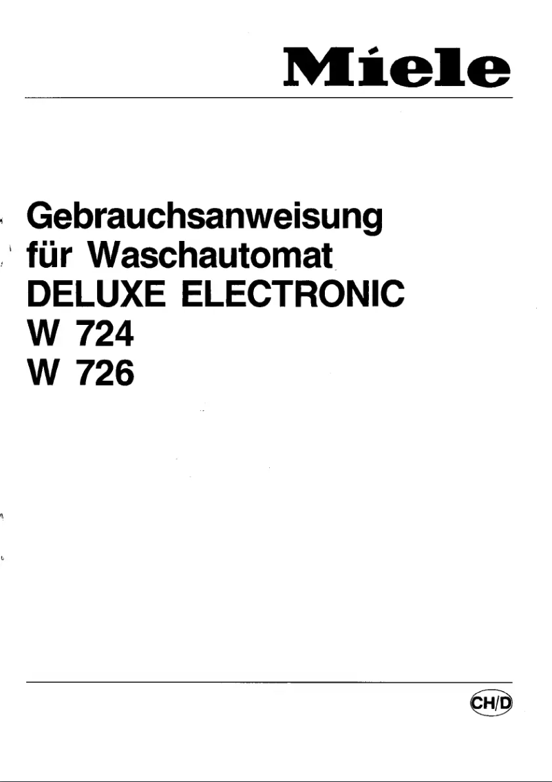 Page n°1 - Manuel utilisateur Miele Deluxe Electronic W 726