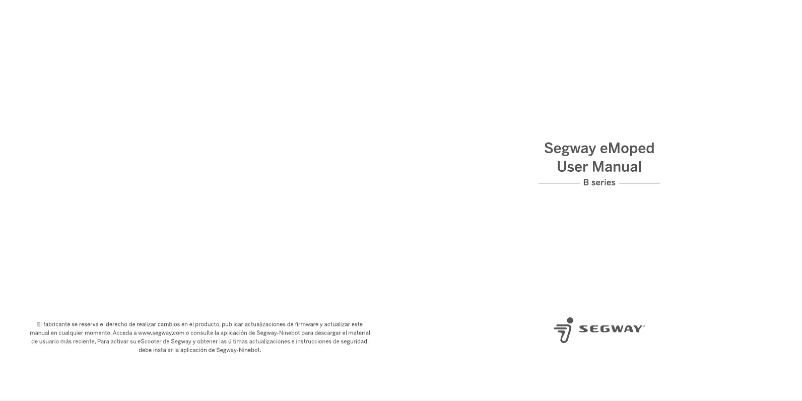 Page 1 de la notice Manuel utilisateur Segway eMob B110S