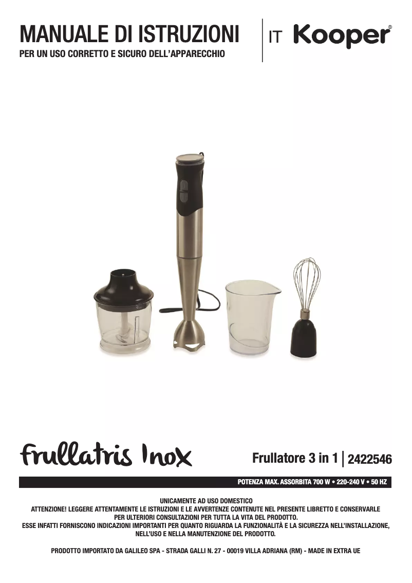 Page 1 de la notice Manuel utilisateur Kooper 2422546