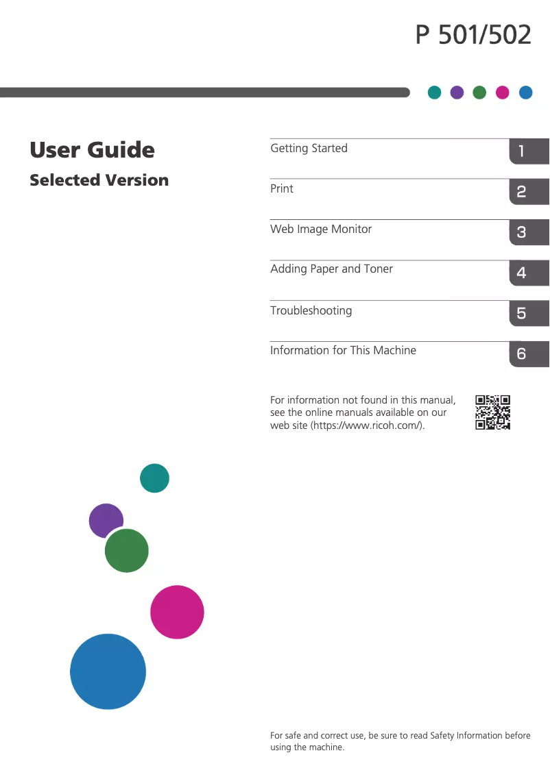 Page n°1 - Manuel utilisateur Ricoh P 501