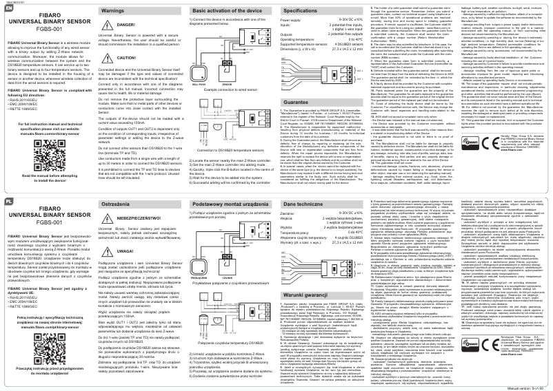 Page n°1 - Manuel utilisateur Fibaro FGBS-001
